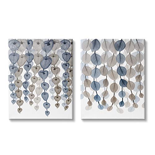 【中古】【未使用・未開封品】Stupell Industries Falling Vines ニュートラルブルーブラウンリーフ アルバート・コエツシエによるデザイン キャンバスウォールアート 2枚 各2