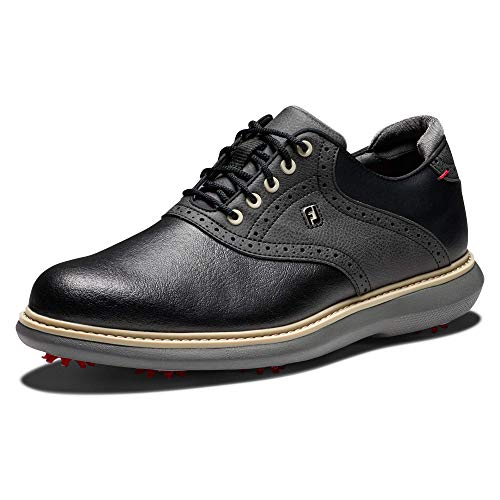 【中古】【未当てはめる・未開封品】FootJoy Men\u0027s Traditions Golf Shoe, Black/Black, 8