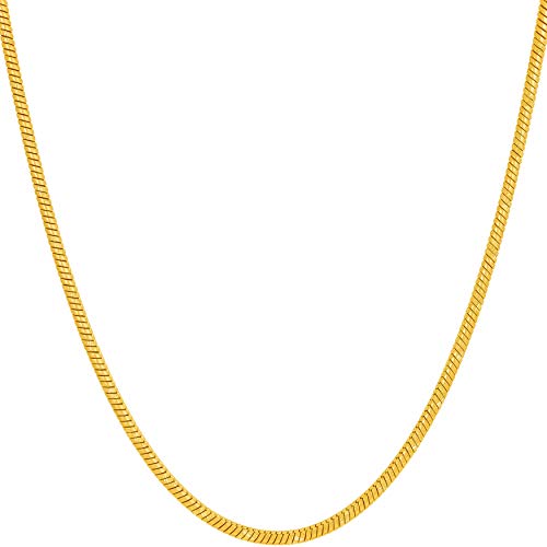 【中古】【未使用・未開封品】LIFETIME JEWELRY 1.9mm スネークチェーンネックレス 男女兼用 24Kゴールドメッキ ゴールド