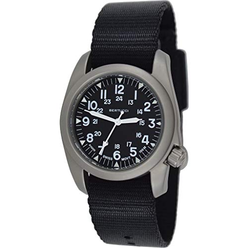 【中古】【未当て嵌める・未開封品】Bertucci Mens A-2S Vintage ブラックコンフォート-ウェッブバンドブラックダイヤルアナログスイス製石英時辰儀