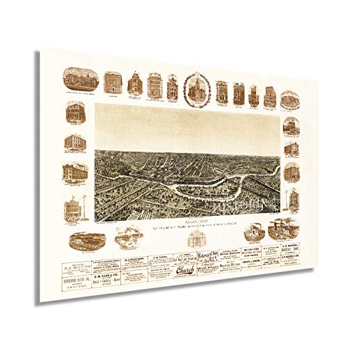 【中古】【未当て嵌める・未開封品】HISTORIX ビンテージ 1892 ダラステキサス州 張り出し軍用地図 - 24x36in ビンテージ ダラスシティポスター - オールドダラスマップ - テキサス州 パソコン・周辺機器-その他