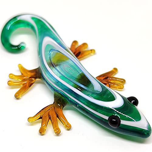 【中古】【未当て嵌める・未開封品】Sansukjai ヤモリ 細密画 図形 毛の荒物 手吹き硝子作物 寄せあつめるありがた味のある差し上げ物飾りつけ マルチ緑であること