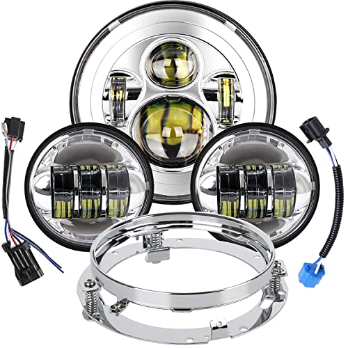 【中古】【未使用・未開封品】7インチ ラウンド LED オートバイ ヘッドライト 4.5インチ フォグパスライト マウントリング ハーレーダビッドソン ツーリング ロードキング ウ｜AJIMURA-SHOP