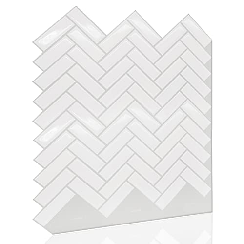 【中古】【未使用・未開封品】WALPLUS ホワイト光沢3Dピールアンドスティックタイル キッチン バックスプラッシュ モザイクタイルステッカー タイルペイント スプラッシュバッ画像