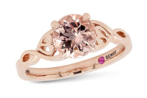 【中古】【未当てはめる・未開封品】GEMVIO Collection 毛はらい7粍 ラウンド取りすてる モルガナイト ソリティア 珠玉 スターリングしろがね色に14Kゴールドメッキ ビクトリア朝スタイ