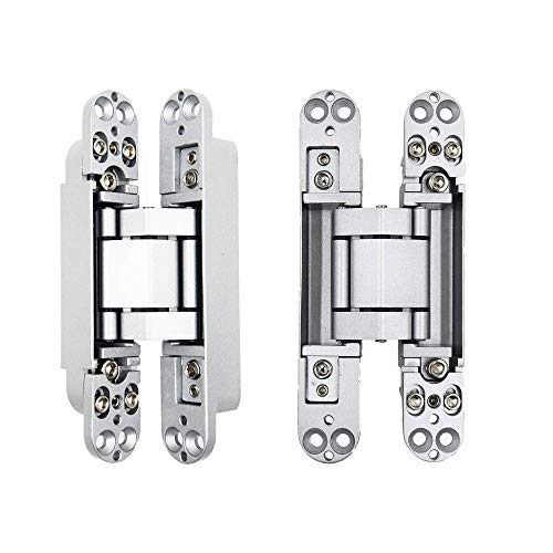 【中古】【未使用・未開封品】HLMxOptimo 6インチ 隠しドアヒンジ 見えないヒンジ 亜鉛合金 180度スイングヒンジ 3方向調節可能バットヒンジ 6 x 2.5 x 1インチ シルバー(2)