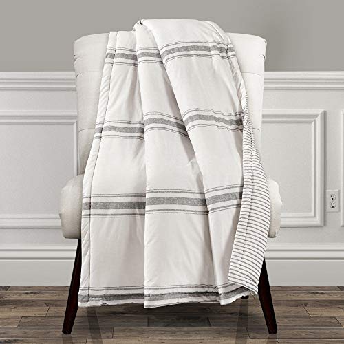 【中古】【未使用・未開封品】Farmhouse Stripe Throw Gray Single 50X60