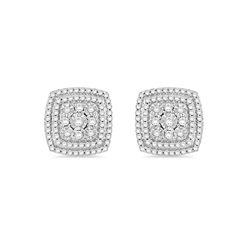 【中古】【未使用・未開封品】Jewelili スターリングシルバー 1/2カラット ホワイトダイヤモンド スクエアシェイプペンダントネックレス & スクエアシェイプスタッドピアス｜AJIMURA-SHOP
