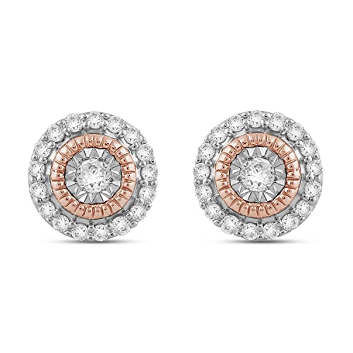 【中古】【未使用・未開封品】Jewelili 14K ローズゴールド スターリングシルバー 1/4カラット 天然ホワイト ラウンドダイヤモンド スタッドピアス, 金属, ダイヤモンド|AJIMURA-SHOP