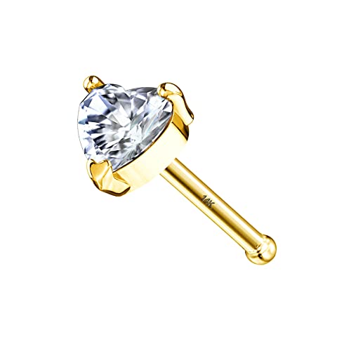 【中古】【未使用・未開封品】COCHARM 14K リアルゴールド ノーズリング 20g イエロー ソリッドゴールド ノーズスタッド ハート スター キュービックジルコニア 低刺激性 ノー