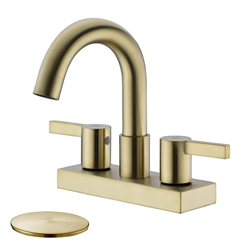 【中古】【未使用・未開封品】MR. FAUCET 真鍮 2ハンドル ワイドスプレッド 洗面化粧台 バスルームシンク蛇口 2機能モード内蔵 回転エアレーター噴出口 つや消しゴールド