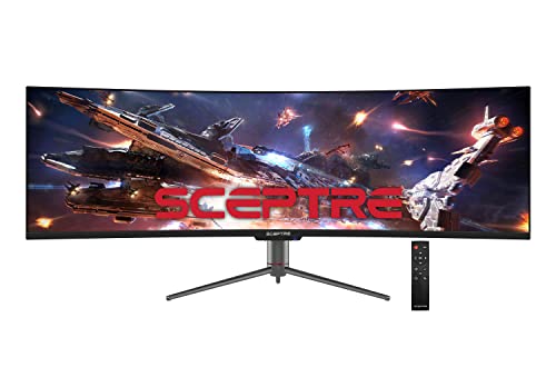 【中古】【未使用・未開封品】Sceptre カーブ 49インチ (5120x1440) デュアルQHD 32:9 ゲーミングモニター 最大120Hz DisplayPort HDMI 内蔵スピーカー ガンメタル ブラック 2｜AJIMURA-SHOP