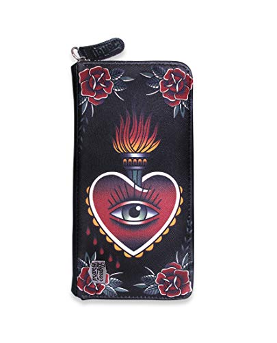 【中古】【未使用・未開封品】Liquorbrand Innervision レディース ジップアラウンドクラッチ財布 アイハートフラワー ロカビリー
