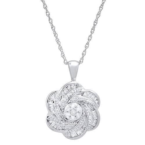【中古】【未当て嵌める・未開封品】Dazzlingrock寄せあわせ 0.50カラット(CTW) ラウンド\u0026バゲット 白いこと金剛石 レディース スワールクラスター 御花シャンデリヤ 1/2