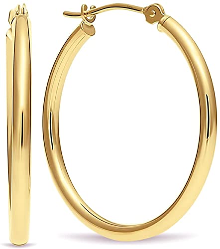 【中古】【未当て嵌める・未開封品】14K ゴールド フープ イヤリング 差しわたし1.4in (35粍) (黄色ゴールド), 金属元素, 貴石なし。,