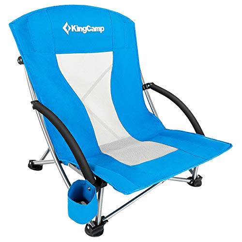 【中古】【未使用・未開封品】KingCamp ローシート ビーチチェア アウトドア キャンプ 折りたたみチェア カップホルダー付き 3色