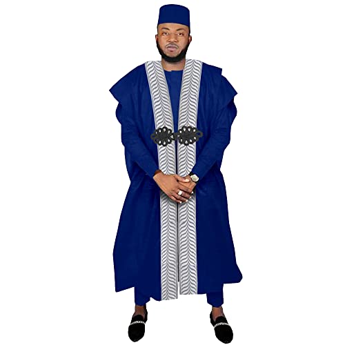 【中古】【未当て嵌める・未開封品】アフリカン服 メンズ アグバダローブ ダシキ シャツプリントパンツ トライバルハット 4点仕掛ける イブニングウェディングスーツ用 US 大きさ: X-S