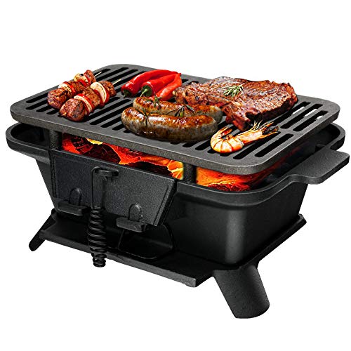 【中古】【未当て嵌める・未開封品】Giantex 濃灰色食べ物屋 ひばち食べ物屋 携帯型鋳鉄食べ物屋 両面食べ物屋サイバー空間付き添い人 空気の状態合わせる部屋の入り口 火門 BBQ食べ物屋 アウトドア ピクニック キャ