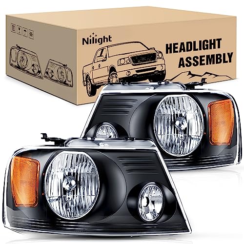 【中古】【未使用・未開封品】Nilight ヘッドライトアセンブリ 2004 2005 2006 2007 2008 F150 (ハーレーダビッドソンエディションを除く) 2006 リンカーン マークLT ブラック