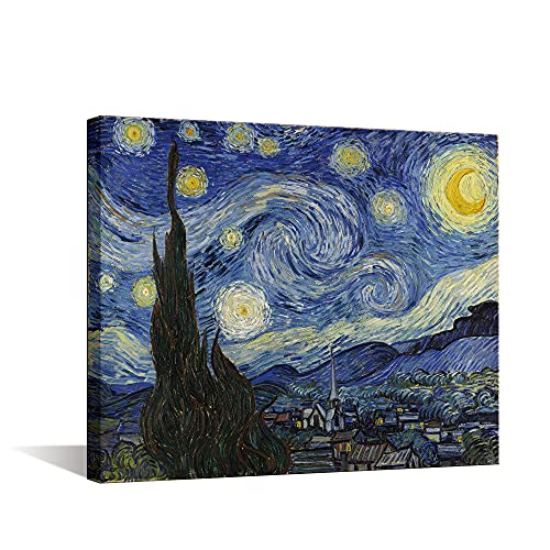 【中古】【未当て嵌める・未開封品】Sinsoledad Art Reproduction ? ヴィンセント・ヴァン・ゴッホによる星月夜 高細細しいジークレーキャンバスフレームアートワーク リビング御部屋