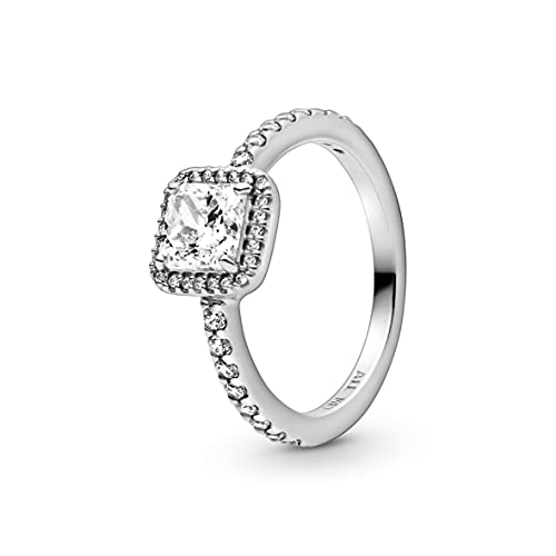 【中古】【未当てはめる・未開封品】Pandora Jewelry スクエアキュービックジルコニアリング スターリングしろがね色