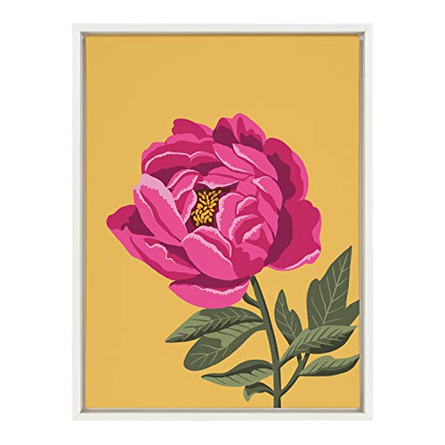【中古】【未当て嵌める・未開封品】Kate and Laurel Sylvie Bright Peony 一こま入り口・入口キャンバスウォールアート Maria Filar作 18x24 白いこと ナチュラルフローラルアート