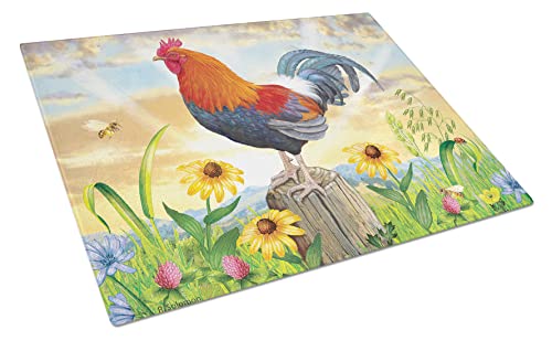 【中古】【未使用・未開封品】Caroline's Treasures PRS4038LCB 夜明けの雄鶏 ガラスまな板 L 高さ12インチ x 幅16インチ マルチカラー