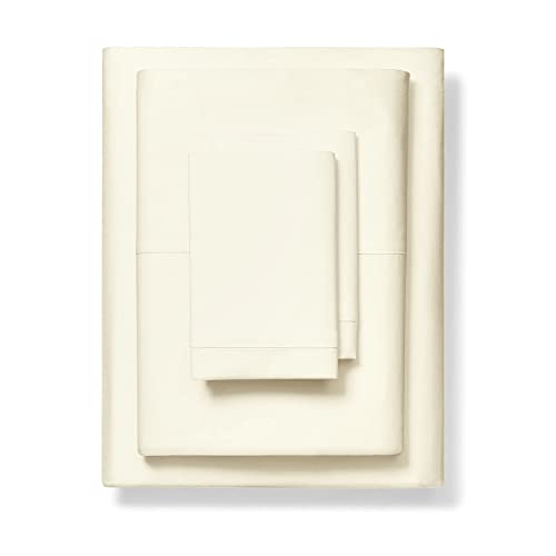 【中古】【未当て嵌める・未開封品】1000スレッドカウント 100%ピュアコットン 臥榻敷き妙 4点仕掛ける 皇后陛下大きさ 象牙色敷き妙仕掛ける シングルプライ 長衣料繊維コーマ綿糸 最