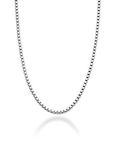 【中古】【未使用・未開封品】Miabella ソリッドスターリングシルバー イタリア製 1mm ボックスチェーン ネックレス レディース メンズ 16 18 20 22 24 26 30インチ イタリア