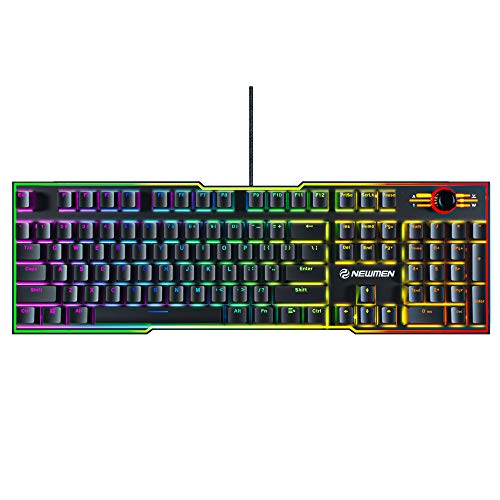 【中古】【未使用・未開封品】Newmen GM711 ゲーミングキーボード フルサイズ RGB バックライト付き ホットスワップ可能 メカニカルキーボード マルチメディアコントロール付|AJIMURA-SHOP
