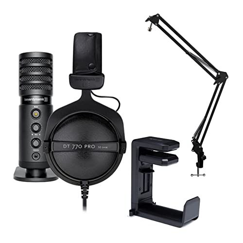 【中古】【未使用・未開封品】beyerdynamic Creator PROバンドル DT 770 PROヘッドフォンとFox USBマイク付き Knox Gear ブームシザーアームとヘッドフォンハンガーマウントバ|AJIMURA-SHOP