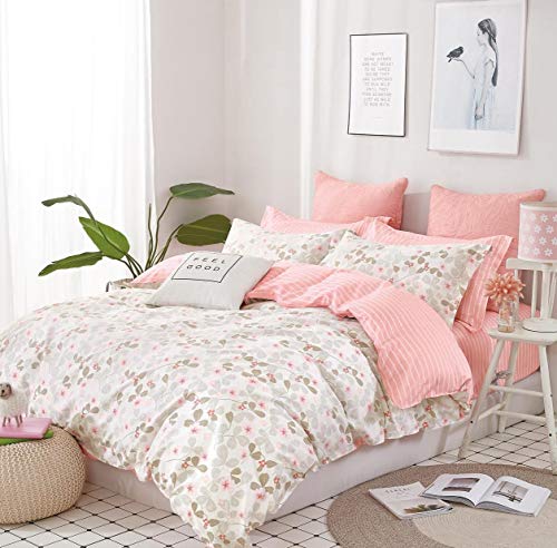 【中古】【未使用・未開封品】Swanson Beddings ピンクフローラル 2ピース 100%コットン 寝具セット:掛け布団カバーと枕カバー1枚 (ツイン)