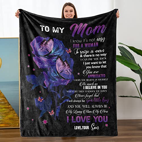 【中古】【未使用・未開封品】スローブランケット 息子の誕生日からギフト 母の日 ソフトフランネルベッドブランケット (母へ 息子へ サイズ:60 x 80インチ)