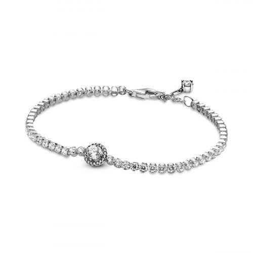 【中古】【未使用・未開封品】PANDORA スパークリングヘイローテニス925スターリングシルバーブレスレット 7.9 inches