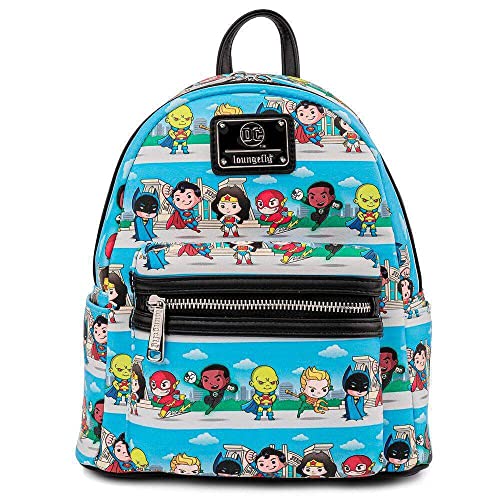 【中古】【未使用・未開封品】Loungefly DC Comics Superheroes Chibi Lineup Womens Double Strap Shoulder Bag Purse|AJIMURA-SHOP