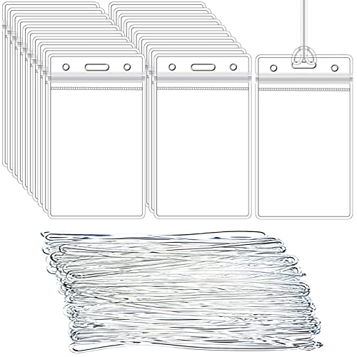 【中古】【未使用・未開封品】100パック クリア荷物タグ バッグタグホルダー 識別IDカードバッジホルダー 荷物タグループストラップ付き 出張/オフィス用品