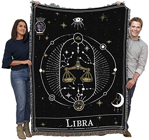 【中古】【未使用・未開封品】星座 天秤座 タロットカード ブランケット コットン織 米国製 72x54