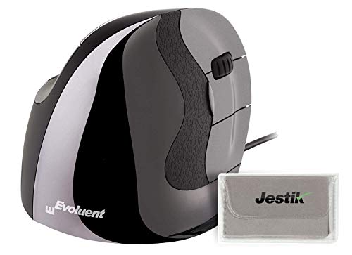【中古】【未使用・未開封品】Evoluent Vertical Mouse D Small (VMDS) - 人間工学に基づいた有線マウス ノートパソコンとPC用 Jestikマイクロファイバークロス付き
