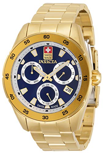 【中古】【未当てはめる・未開封品】Invicta Pro Diver Swiss Made Men\u0027s 45粍 Gold Tone Stainless Steel Blue dial Quartz, 33478