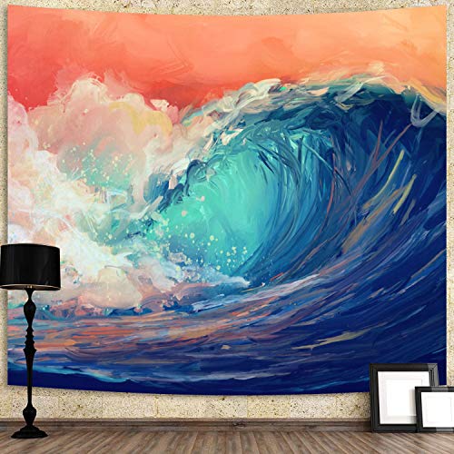 【中古】【未使用・未開封品】海の波 タペストリー 絵画 嵐のサーフィン スピンドリフト 自然風景 壁掛け 寝室 リビングルーム 寮 室内装飾 60インチ x 60インチ GTZDTY92