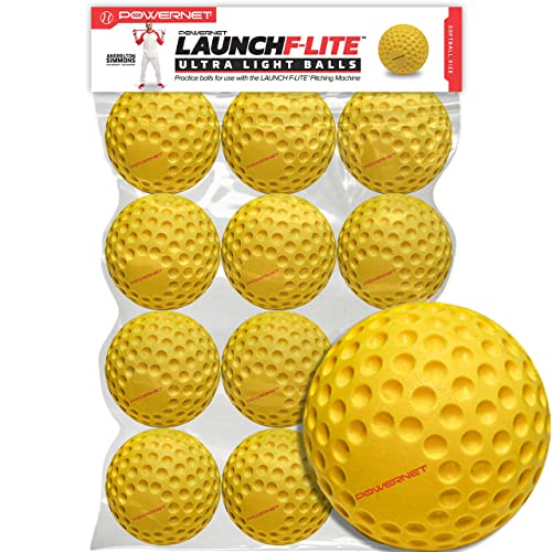 【中古】【未使用・未開封品】PowerNet Launch F-lite 超軽量 ディンプル 練習ボール ピッチングマシン用 | 1ダースソフトボールサイズ (Fライトソフトボールのみ - 1ダース)