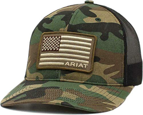 【中古】【未当て嵌める・未開封品】ARIAT メンズ 偽装柄 スナップバック 刺しゅう 星条旗 旗がしら