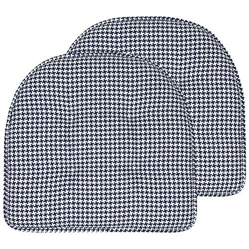 【中古】【未使用・未開封品】Sweet Home Collection 椅子クッション 低反発パッド 房付きスリップ 滑り止めゴムバック U字型 17インチ x 16インチ シートカバー 2枚 (1パック