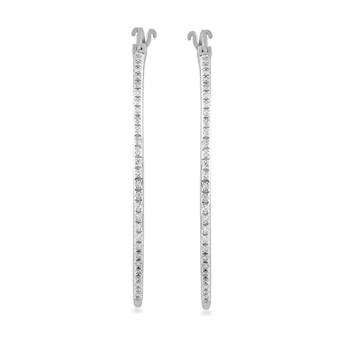 【中古】【未使用・未開封品】Jewelili スターリングシルバー 1/4カラット天然ホワイトラウンドダイヤモンドフープイヤリング|AJIMURA-SHOP