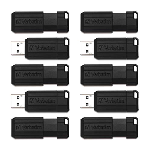 【中古】【未使用・未開封品】Verbatim 64GB PinStripe 格納式 USB 2.0 フラッシュサムドライブ マイクロバン抗菌製品保護 ? ビジネス 10パック ? ブラック