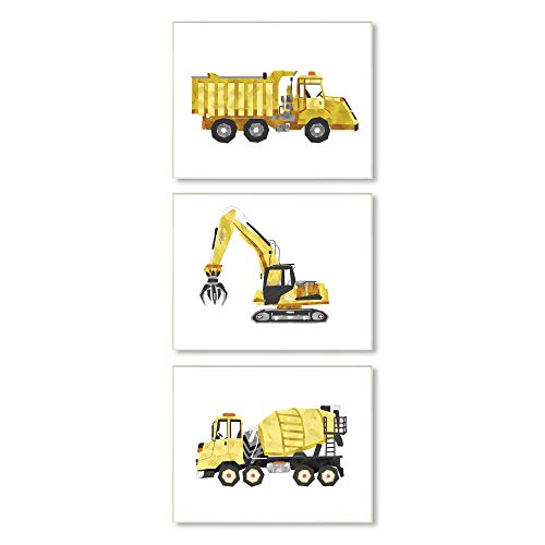 【中古】【未使用・未開封品】Stupell Industries 建設トラック車両 遊び心のあるイエローブラック Ziwei Li 壁飾り板 3個 各13 x 19インチ｜AJIMURA-SHOP