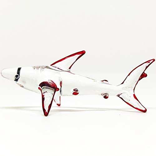 【中古】【未使用・未開封品】Sansukjai サメ ミニチュアフィギュア 動物 手塗り吹きガラスアート 収集価値のあるギフトデコレーション(クリアレッド)｜AJIMURA-SHOP