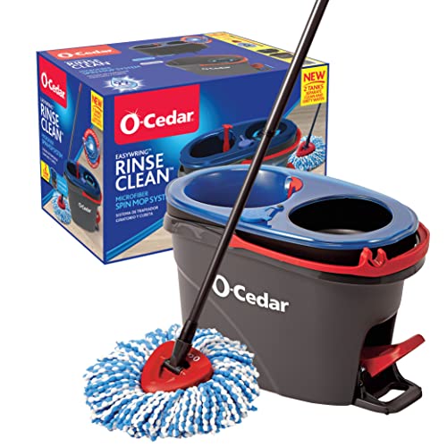 【中古】【未当て嵌める・未開封品】O-Cedar EasyWring RinseClean マイクロ衣料繊維 回転運動モップ\u0026井戸釣瓶 フロアクリーニングシステム 薄墨色