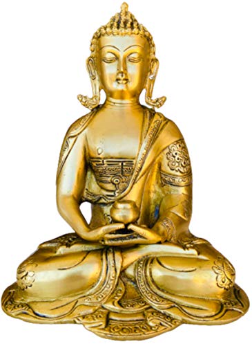 【中古】【未使用・未開封品】QT S 仏陀 真鍮像 瞑想 アンティーク 11インチ Lサイズ ディアナ ムドラ 仏陀 アイドル 平和 瞑想 & 保護用 シダルタ 彫刻 ネパールで手作り チ