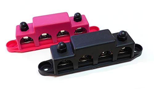 【中古】【未使用・未開封品】Bay Marine Supply Busbar ? 4ポストステンレススチール 3/8インチ ステンレス配電ブロック ? 250A定格 ? 赤と黒のペア